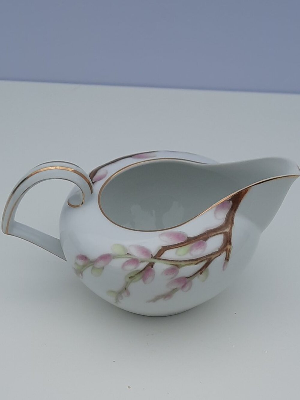 Kent Spring Willow Creamer Made in Japan Gold Trim Pink Blossom China